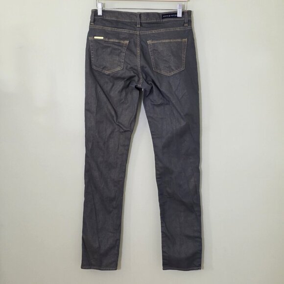 Rock & Republic Jeans Women 10 M 30 Gold Metallic Shimmer Stretch Rocker Grunge - Picture 2 of 16